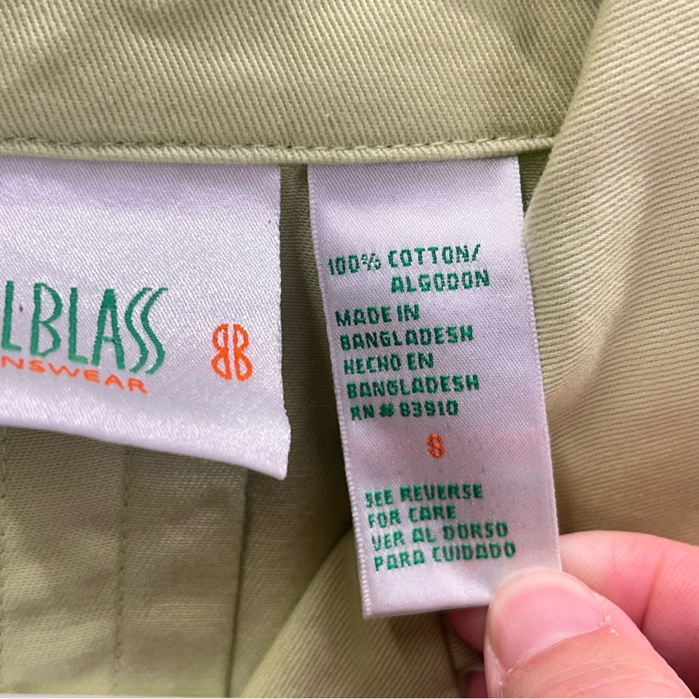 90s Y2K jacket 100% cotton lime green button down notch spring summer NWT flawed - Picture 13 of 16